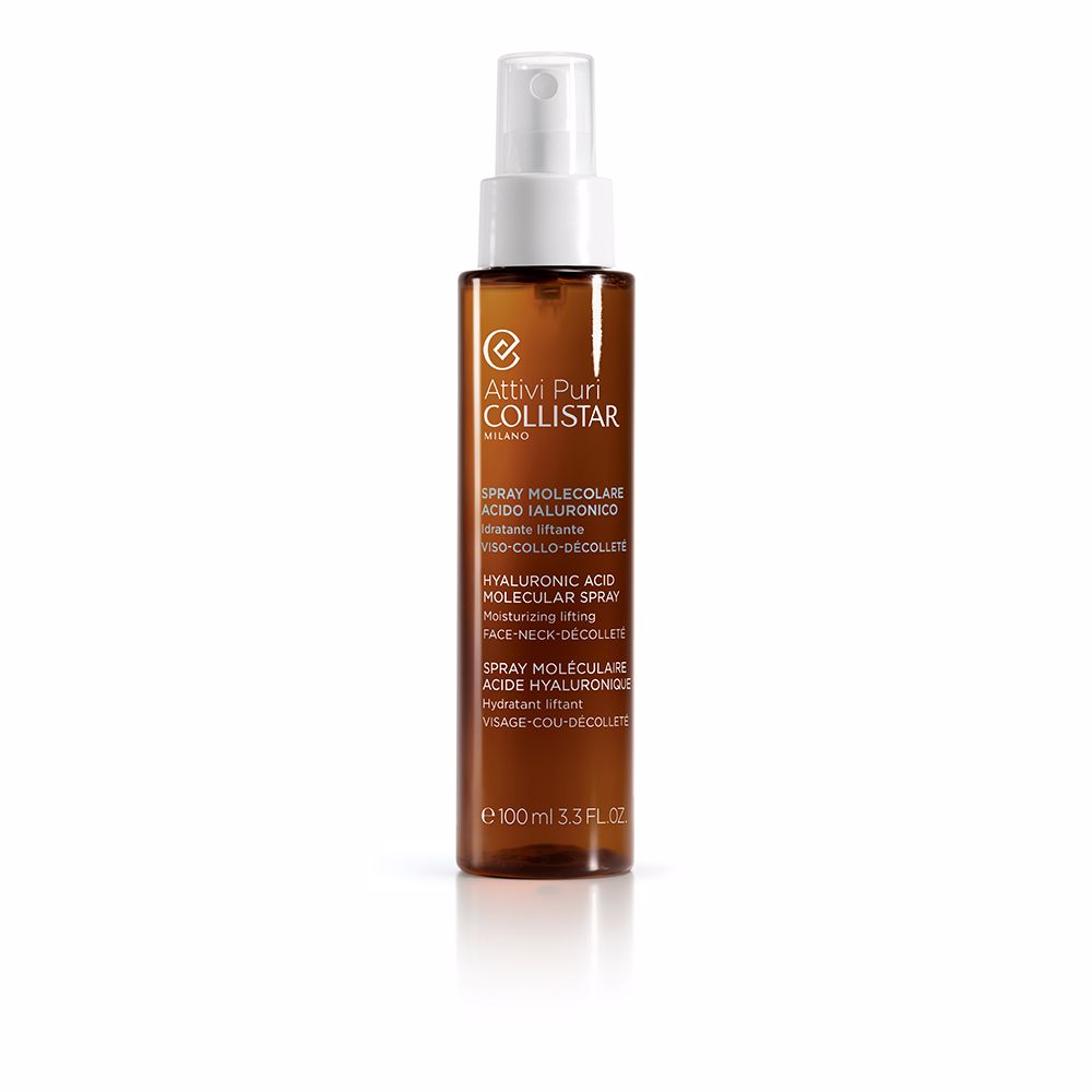 CollistarPureActivesHyaluronicAcidMolecularSpray100ml Spray of Collistar Pure Actives Hyaluronic Acid Molecular Spray by Collistar, a molecular spray indicated for hydration and wrinkles.
