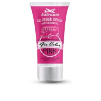 Product  container  of  Hairgum  Fix  Color  Hair  Coloring  Gel  Color  Pink  by  Hairgum,  a  coloring  gel  indicated  for  temporary  pink  hair.