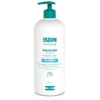 Bottle  of  ISDIN  Germisdin  Original  Bath  Gel  by  ISDIN,  a  soft  gel  indicated  for  antibacterial  and  protective  cleansing  of  the  skin.