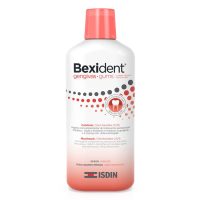 Bottle  of  Isdin  Bexident  Gums  Elixir  Mouthwash  Chlorine  Hexidine  by  Isdin,  a  mouthwash  indicated  for  gum  problems.