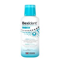 Bottle  of  Isdin  Bexident  Gums  Elixir  Mouthwash  Triclosan  by  Isdin,  a  mouthwash  indicated  for  cleaning  sensitive  gums.