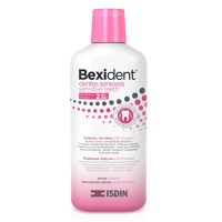 Bottle  of  Isdin  Bexident  Sensitive  Teeth  Elixir  Mouthwash  by  Isdin,  a  mouthwash  indicated  for  tooth  hypersensitivity.