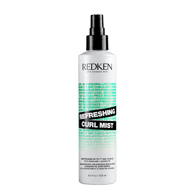 RedkenRefreshingCurlMist250ml Spray of Redken Refreshing Curl Mist by Redken, a leave-in spray indicated for refreshing and defining frizzy curls.