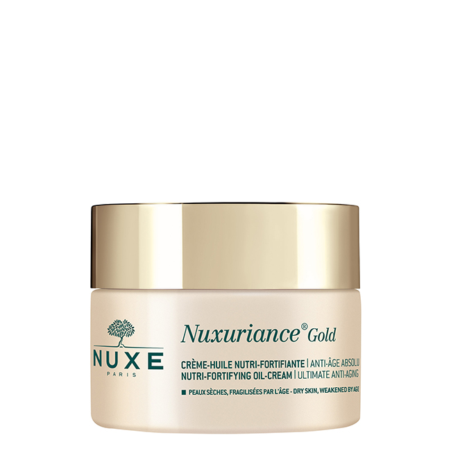 6332700 Jar of Nuxe Nuxuriance Gold The Nutri-Fortifying Oil-Cream by Nuxe, an oil-cream indicated for dry and mature skin nourishment.