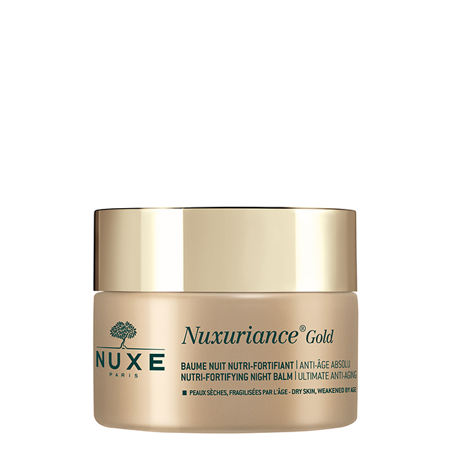 6332718 Jar of Nuxe Nuxuriance Gold The Nutri-Fortifying Night Balm by Nuxe, a night balm indicated for revitalizing dry mature skin.