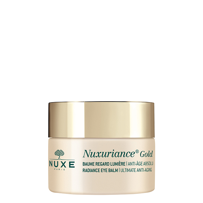 6332726 Product container of Nuxe Nuxuriance Gold The Luminous Eye Balm by Nuxe, a balm indicated for eye contour radiance and firmness.