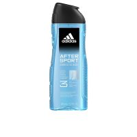 Bottle  of  Adidas  After  Sport  Shower  Gel  by  Adidas,  a  shower  gel  indicated  for  post-workout  recovery  and  cooling  the  skin.