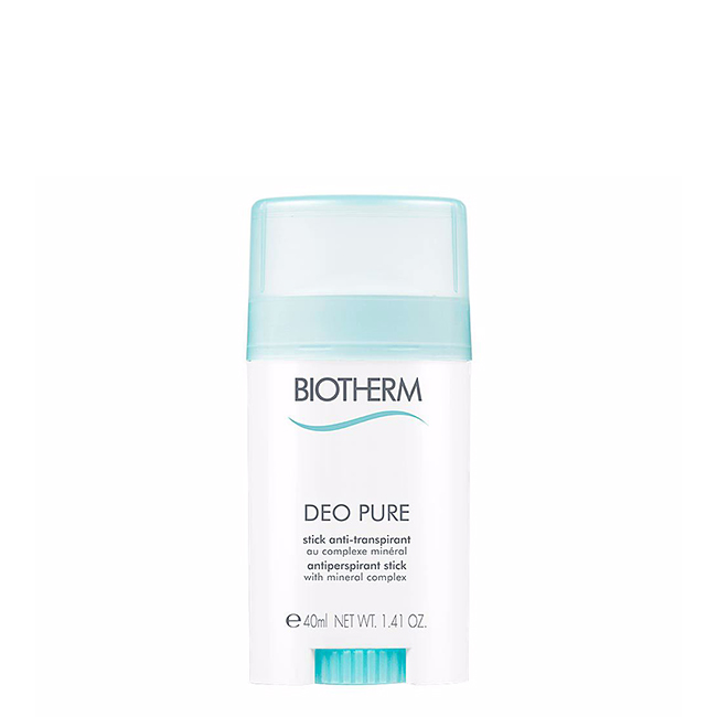 BiothermDeoPureSensitiveSkinDeodorantStick40ml Product container of Biotherm Deo Pure Sensitive Skin Deodorant Stick by Biotherm, a stick indicated for 48-hour perspiration protection.