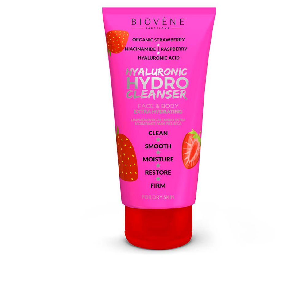 BiovèneHyaluronicHydroCleanserFace&Body200ml Bottle of Biovène Hyaluronic Hydro Cleanser Face & Body by Biovène, a cleanser indicated for removing impurities and oil.