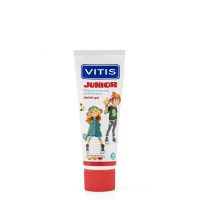 Tube  of  Dentaid  Vitis  Junior  Toothpaste  Tutti  Frutti  Flavor  by  Dentaid,  a  toothpaste  gel  indicated  for  children  oral  hygiene.