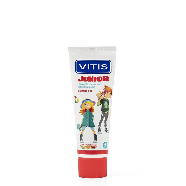DentaidVitisJuniorToothpasteTuttiFruttiFlavor75ml デンタイド ヴィティス ジュニア ジェル デントリフィコ サボール トゥッティフルッティ 75ml - 画像 (1)