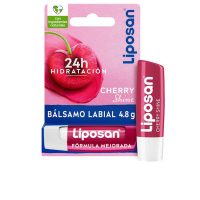 Tube  of  Liposan  Cherry  Shine  Lip  Balm  by  Liposan,  a  balm  indicated  for  hydrating  and  protecting  dry,  fragile  lips.