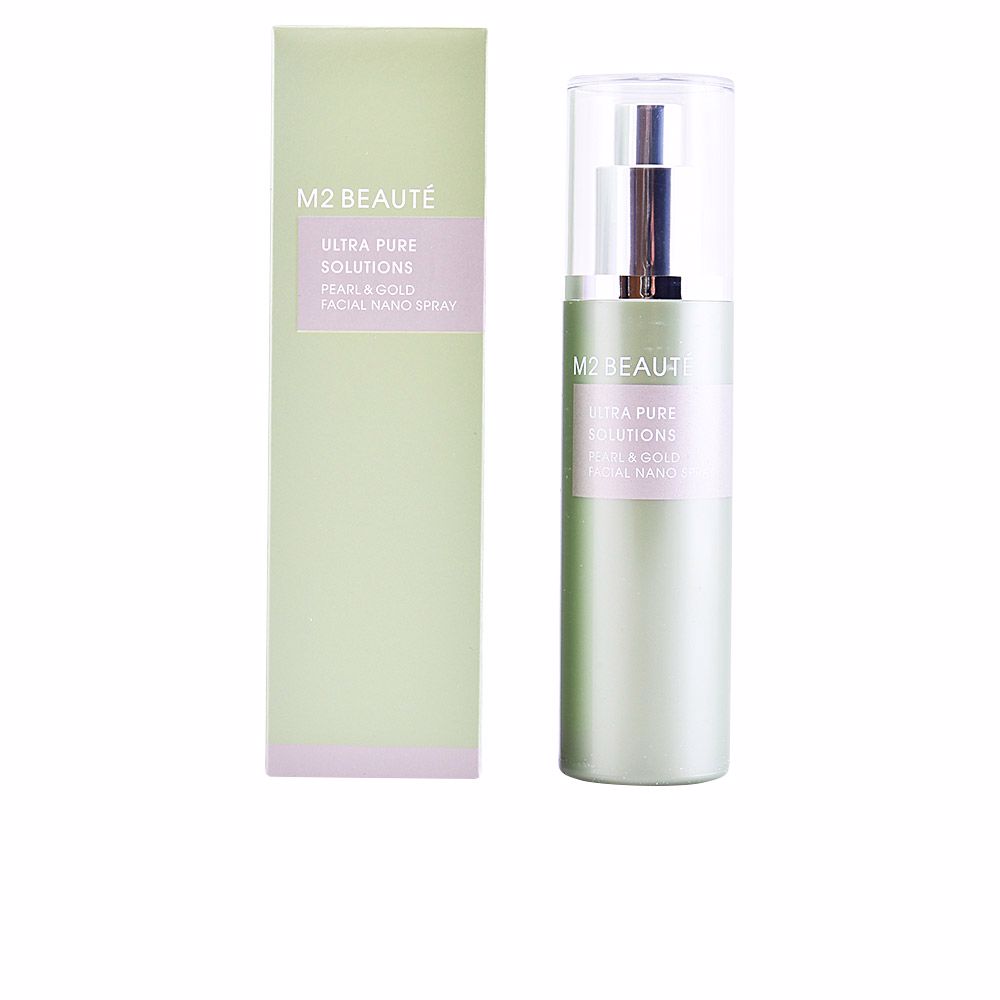 M2BeautéUltraPureSolutionsPearl&GoldFacialNanoSpray75ml Spray of M2 Beauté Ultra Pure Solutions Pearl & Gold Facial Nano Spray by M2 Beauté, a facial spray indicated for anti-aging.