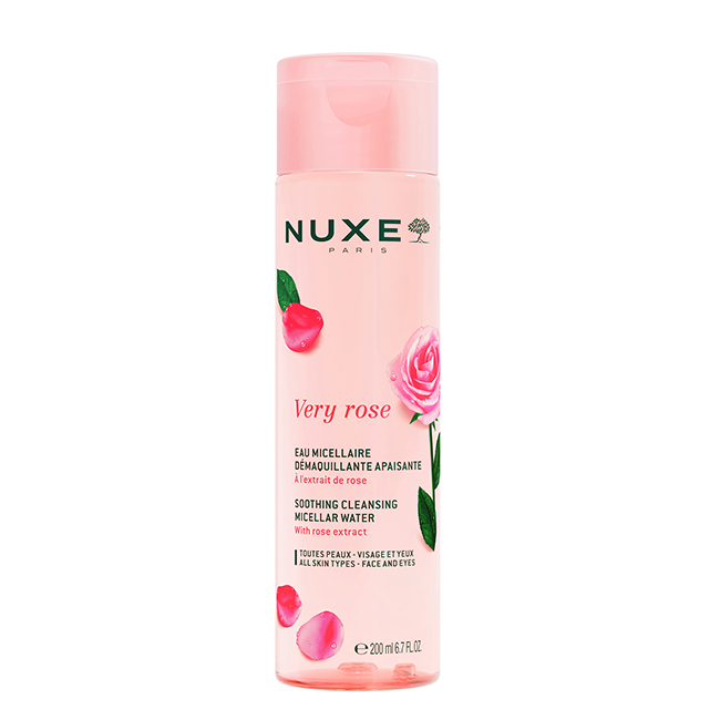 Nuxe Very Rose Água Micelar Desmaquilhante Calmante 3 em 1 200ml Bottle of Nuxe Very Rose 3-in-1 Soothing Micellar Water by Nuxe, a micellar water indicated for removing makeup and soothing skin.