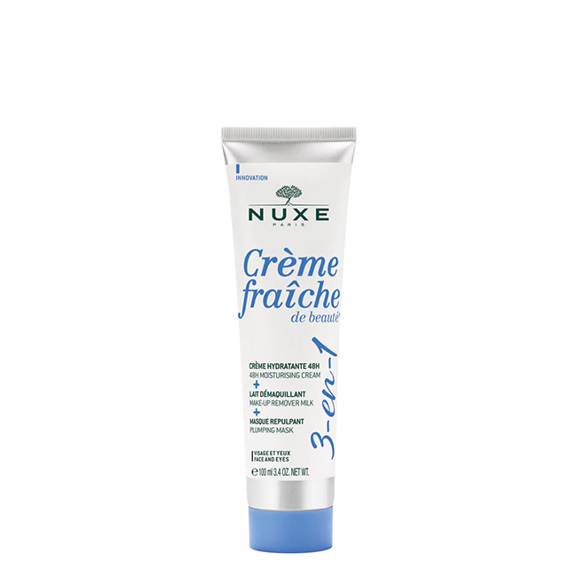 NuxeCrèmeFraichedeBeauté3-in-1100ml Jar of Crème Fraiche de Beauté 3-in-1 by Nuxe, a creamy formula indicated for moisturizing, cleansing, and plumping the skin.