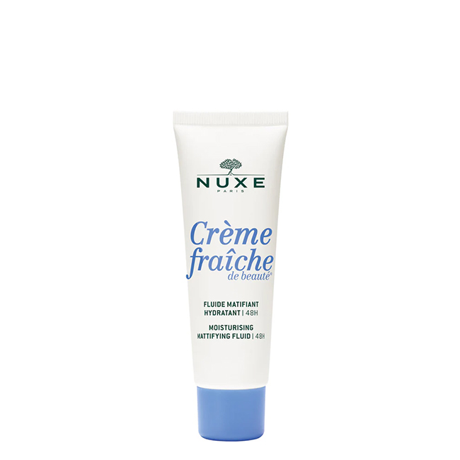 NuxeCrèmeFraichedeBeauté48hMoisturizingMattifyingFluid50ml Product container of Nuxe Crème Fraiche de Beauté 48h Moisturizing Mattifying Fluid by Nuxe, a fluid for oil control.
