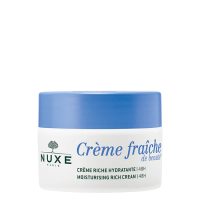 Jar  of  Nuxe  Crème  Fraiche  de  Beauté  Rich  48h  Moisturizing  Cream  by  Nuxe,  a  rich  cream  indicated  for  dry  skin  hydration.