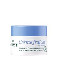 Jar  of  Crème  Fraiche  de  Beauté  Rich  Radiance  Moisturizing  Cream  by  Nuxe,  a  rich  cream  indicated  for  dry  skin  radiance.