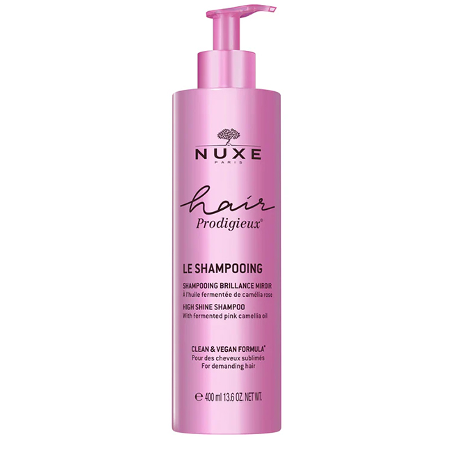 NuxeHairProdigieuxMirrorShineShampoo400ml Bottle of Nuxe Hair Prodigieux Mirror Shine Shampoo by Nuxe, a shampoo indicated for cleansing and illuminating all hair types.