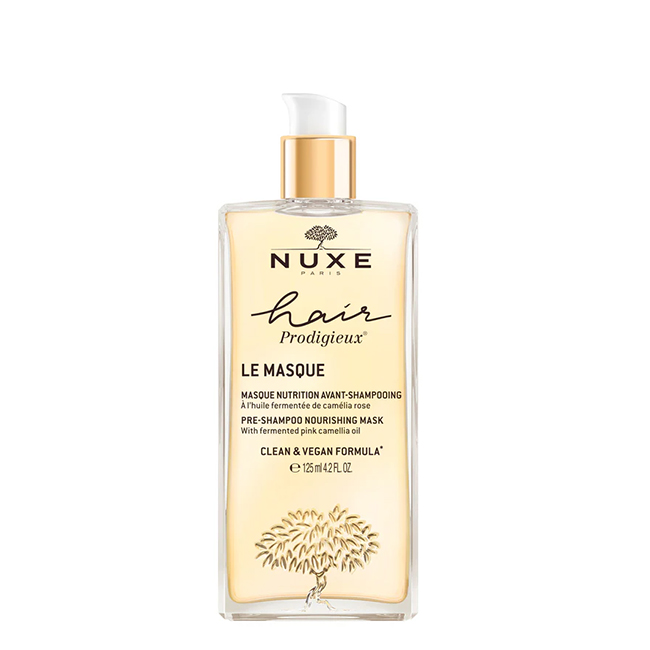 NuxeHairProdigieuxThePre-ShampooNutritionMask125ml Jar of Nuxe Hair Prodigieux The Pre-Shampoo Nutrition Mask by Nuxe, a hair mask indicated for intense nourishment and repair.