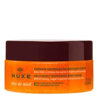 Jar  of  Nuxe  Rêve  de  Miel  Nourishing  Gourmet  Body  Scrub  by  Nuxe,  a  gel  scrub  indicated  for  removing  dead  cells  and  nourishing  skin.