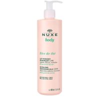 Bottle  of  Nuxe  Rêve  de  Thé  Body  Replenishing  Moisturizing  Milk  by  Nuxe,  a  moisturizing  milk  indicated  for  long-term  hydration.
