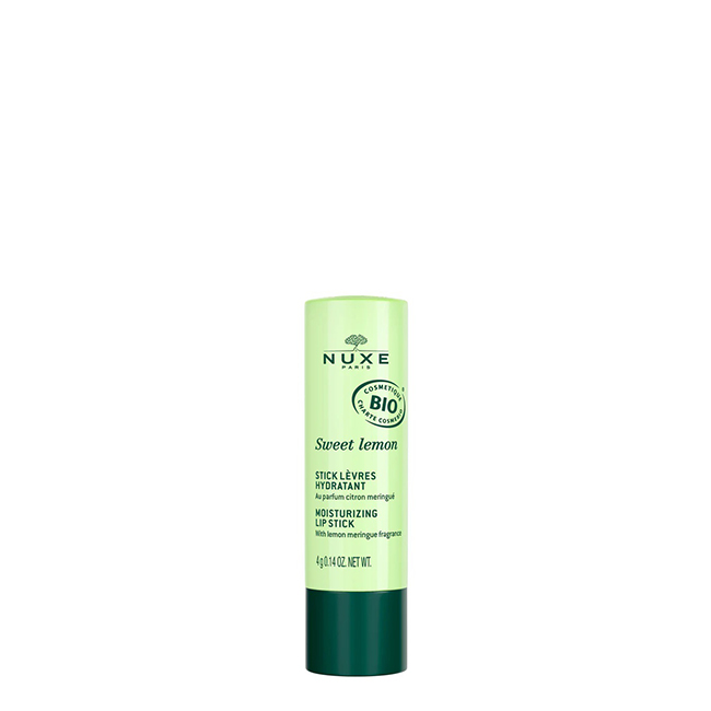 NuxeSweetLemonMoisturizingLipstick4g Product container of Nuxe Sweet Lemon Moisturizing Lipstick by Nuxe, a soft lipstick indicated for hydrating and protecting dry lips.