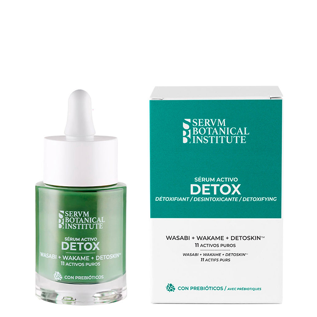 ServmBotanicalInstituteDetoxActiveSerum30ml Bottle of Servm Botanical Institute Detox Active Serum by Servm, a serum indicated for detoxifying and rejuvenating skin.