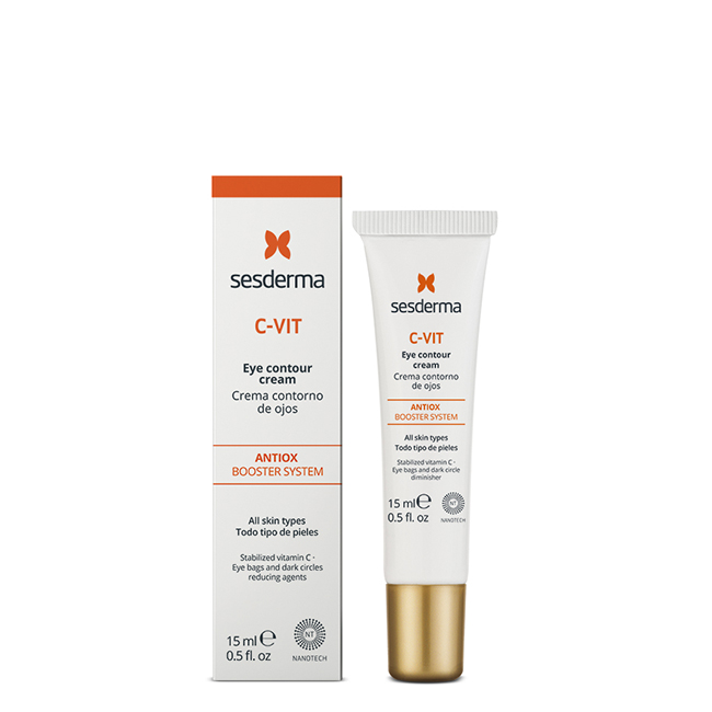 Sesderma-C-Vit-Eye-Contour-15ml Tube of Sesderma C-Vit Eye Contour Cream by Sesderma, a cream indicated for correcting wrinkles, puffiness and dark circles.