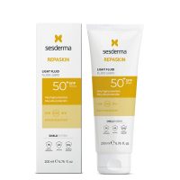 Bottle  of  Sesderma  Repaskin  FPS50  Body  Photorepair  by  Sesderma,  a  gel  cream  indicated  for  repairing  sun-damaged  body  skin.