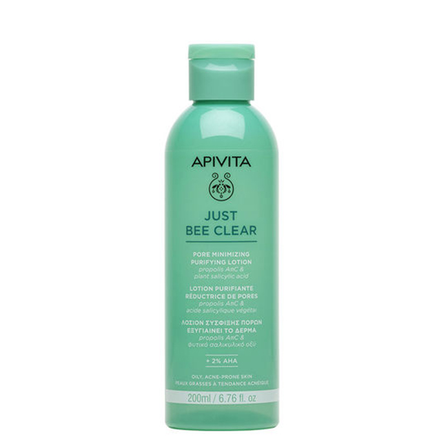ApivitaJustBeeClearPoreMinimizingLotion200ml Bottle of Apivita Just Bee Clear Pore Minimizing Lotion by Apivita, a lotion indicated for minimizing skin pores.
