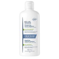 Bottle  of  Kelual  Squanorm  Regulating  Treatment  Shampoo  Oily  Dandruff  by  Ducray,  a  shampoo  indicated  for  oily  dandruff  scalp.
