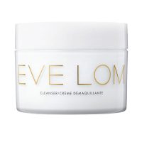 Jar  of  Eve  Lom  Facial  Cleansing  Cream  by  Eve  Lom,  a  cleansing  cream  indicated  for  hydrating  and  exfoliating  skin.