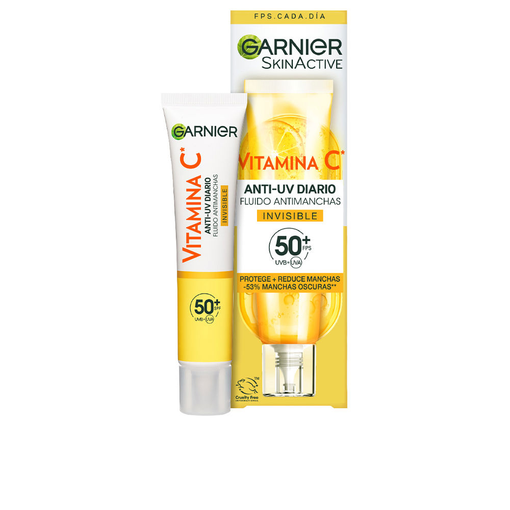 GarnierSkinactiveVitaminCAnti-SpotFluidSPF50+40ml Bottle of Garnier Skinactive Vitamin C Anti-Spot Fluid SPF50