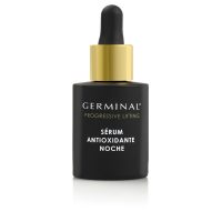 Bottle  of  Germinal  Ultra  Antioxidant  Night  Serum  by  Germinal,  a  night  serum  indicated  for  smoothing  expression  lines  and  skin  firmness.