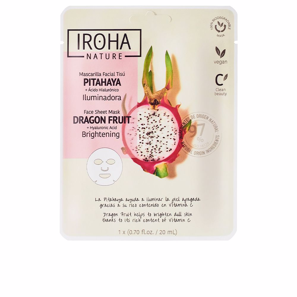 IrohaDragonFruitHyaluronicAcidFaceSheetMask Iroha Dragon Fruit + Hyaluronic Acid フェイスシートマスク - 画像 (1)