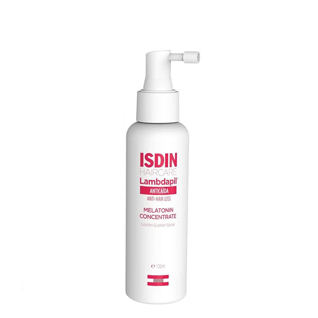 IsdinLambdapilAnti-HairLossMelatoninConcentrateLotionSpray100ml Spray of Isdin Lambdapil Anti-Hair Loss Melatonin Concentrate Lotion by Isdin, a lotion indicated for stopping hair loss.
