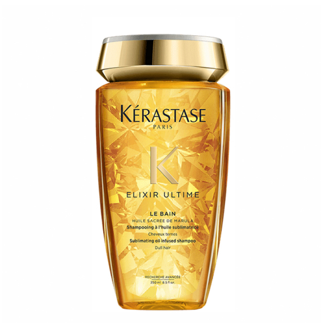 KérastaseElixirUltimeLeShampoo250ml Bottle of Elixir Ultime Le Shampoo by Kérastase, an oil shampoo indicated for nourishing dull and devitalized hair.