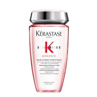 Bottle  of  Genesis  Hydra-Fortifiant  Shampoo  by  Kérastase,  a  shampoo  indicated  for  fortifying  hair  and  reducing  breakage.