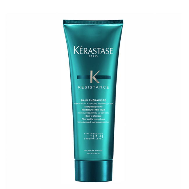 KérastaseKResistanceThérapisteShampoo250ml Bottle of K Resistance Thérapiste Shampoo by Kérastase, a shampoo indicated for repairing very damaged hair.