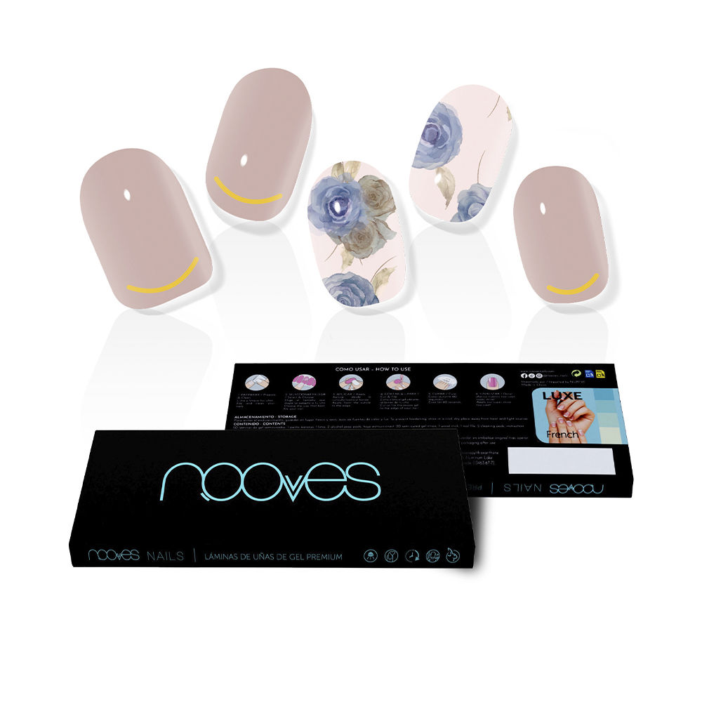 NoovesGelSheetsElegantFloralMetallicFalseNailsx20 Nooves Gel Sheets Elegant Floral Metallic False Nails x20