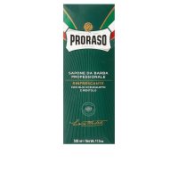 Jar  of  Proraso  Professional  Refreshing  Shaving  Soap  by  Proraso,  a  shaving  soap  indicated  for  a  profound  shave  and  skin  protection.