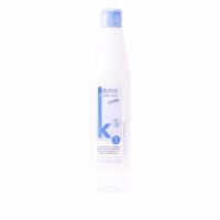 Bottle  of  Salerm  Keratin  Shot  Maintenance  Shampoo  by  Salerm,  a  liquid  shampoo  indicated  for  post-process  straightening  maintenance.