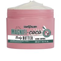 Jar  of  Soap  &  Glory  Magnifi-Coco  Body  Butter  by  Soap  &  Glory,  a  body  lotion  indicated  for  hydrating  and  softening  skin.