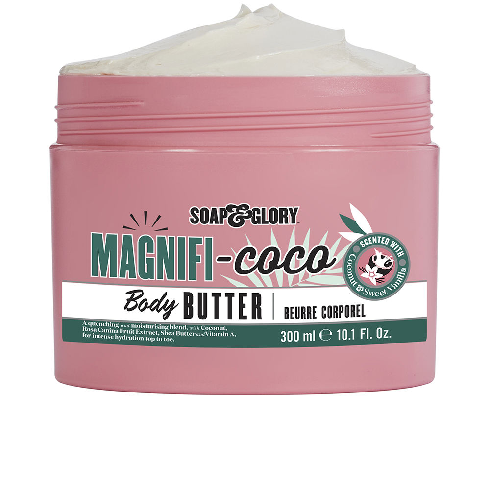 Soap&GloryMagnifi-CocoBodyButter300ml Jar of Soap & Glory Magnifi-Coco Body Butter by Soap & Glory, a body lotion indicated for hydrating and softening skin.