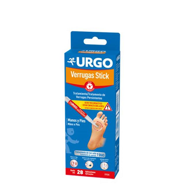 UrgoWartsPen2ml Product container of Warts Pen by Urgo, a liquid treatment indicated for persistent warts on the hands and feet.
