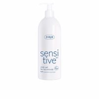 Bottle  of  Ziaja  Sensitive  Wash  Gel  for  Face  and  Body  by  Ziaja,  a  wash  gel  indicated  for  skin  smoothness  and  softness.