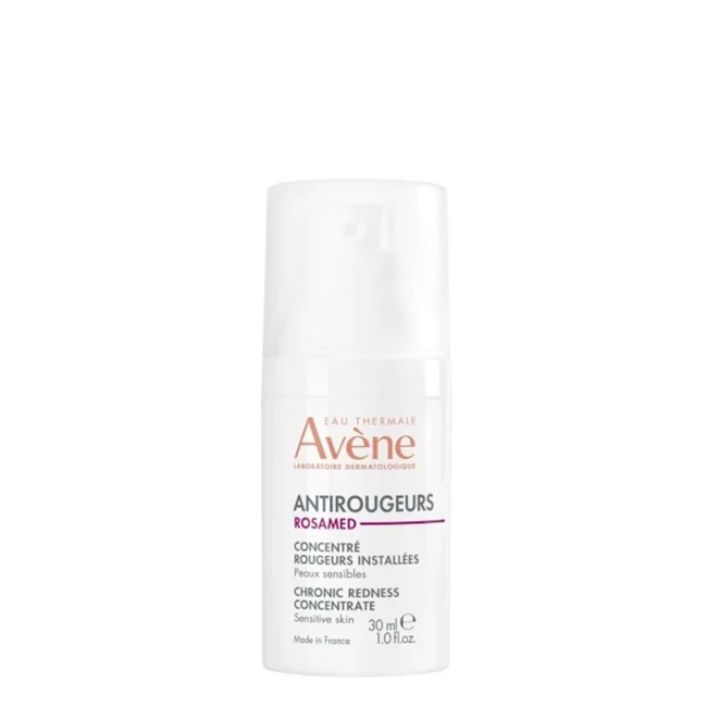 AvèneAntirougeursRosamedChronicRednessConcentrate30ml Tube of Antirougeurs Rosamed Chronic Redness Concentrate by Avène, a concentrate indicated for soothing rosacea skin.