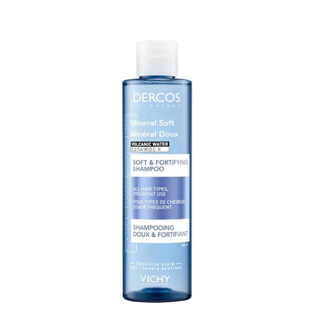 DercosMineralSoftandFortifyingShampoo200ml Bottle of Dercos Mineral Soft and Fortifying Shampoo by Vichy, a shampoo indicated for cleansing hair and balancing the scalp.