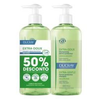 Bottle  of  Ducray  Extra-Doux  Duo  Shampoo  by  Ducray,  a  shampoo  indicated  for  daily  hygiene  of  normal  and  delicate  hair.